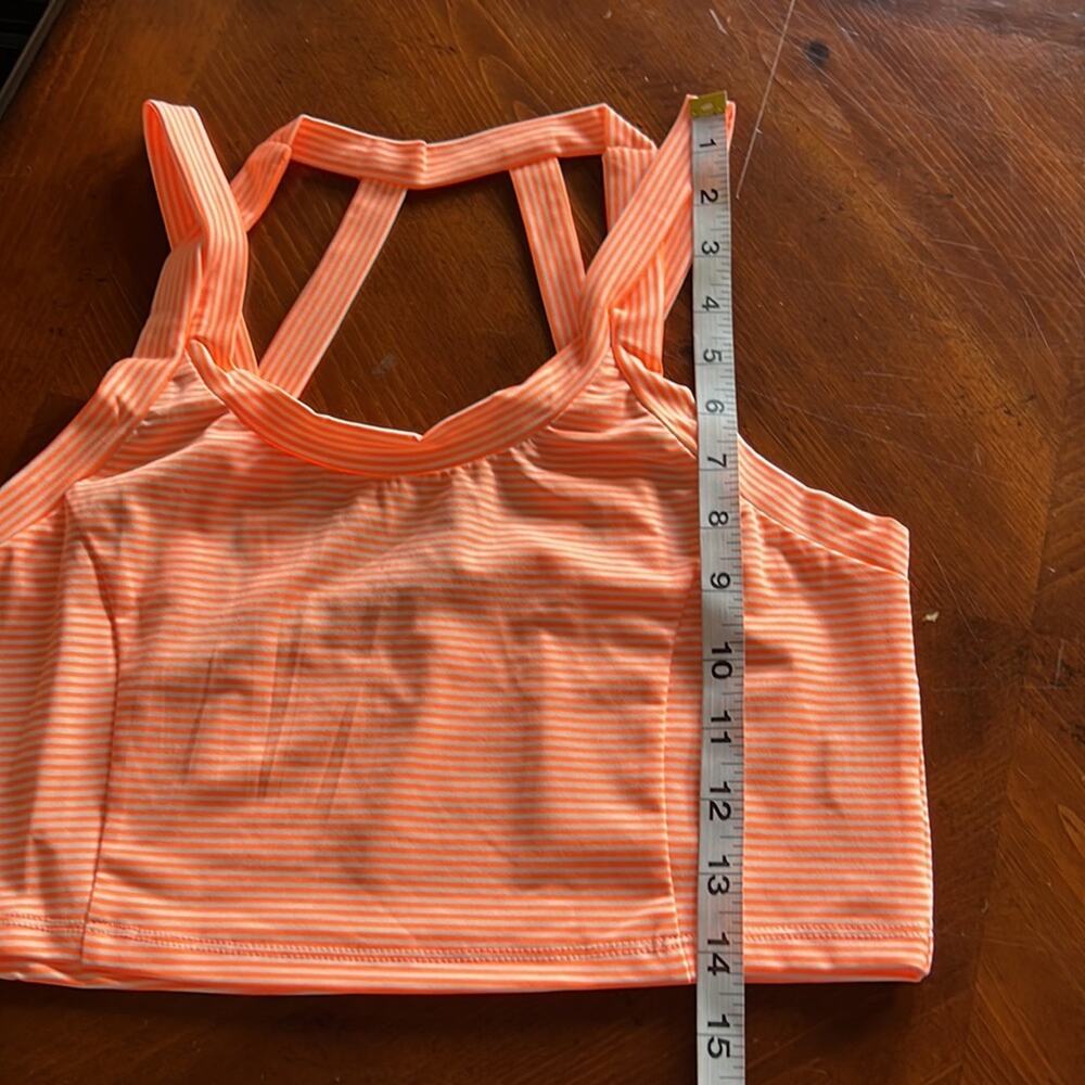 She + Hem Orange & White Striped Crop Top Knit Summer Cropped Beach - Picture 11 of 11